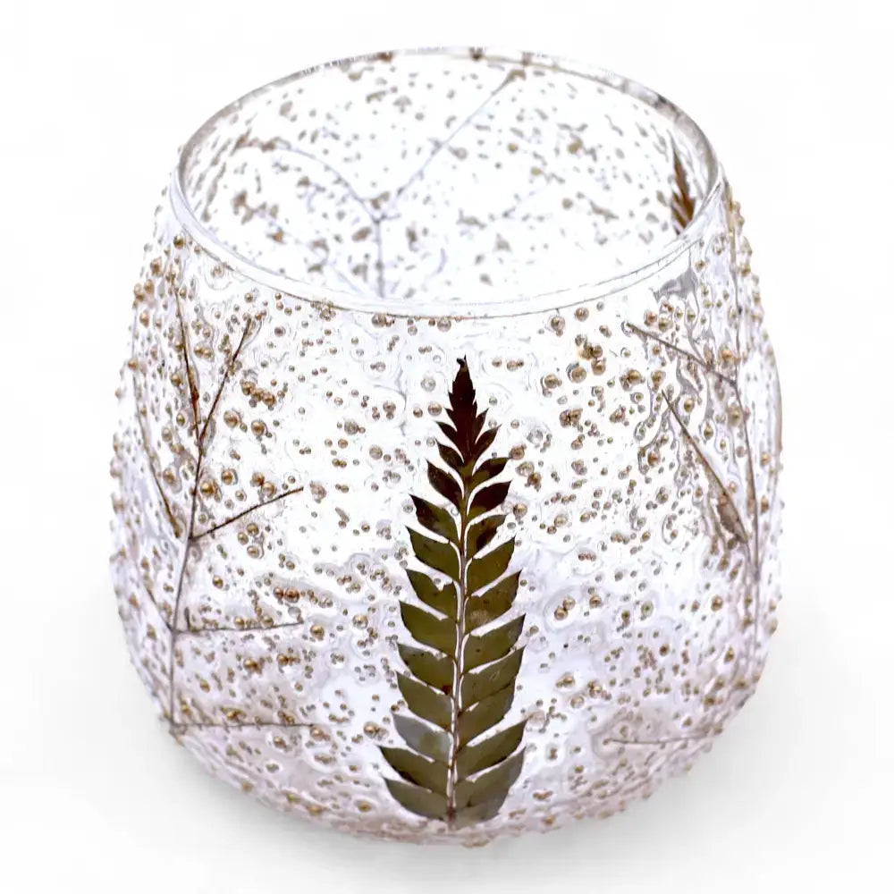 Vetro floreale naturale - Portacandele dritto - Pino - Natural Floral Glass Candle Holders