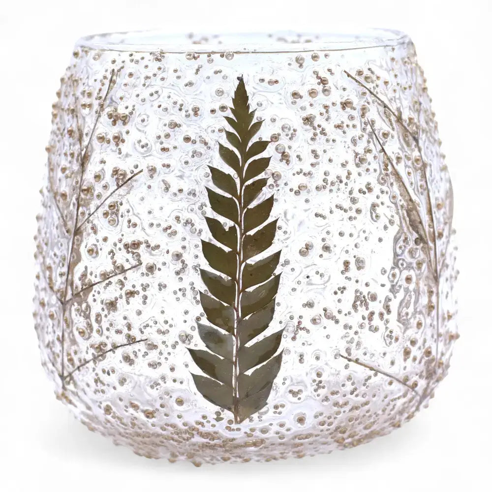 Vetro floreale naturale - Portacandele dritto - Pino - Natural Floral Glass Candle Holders