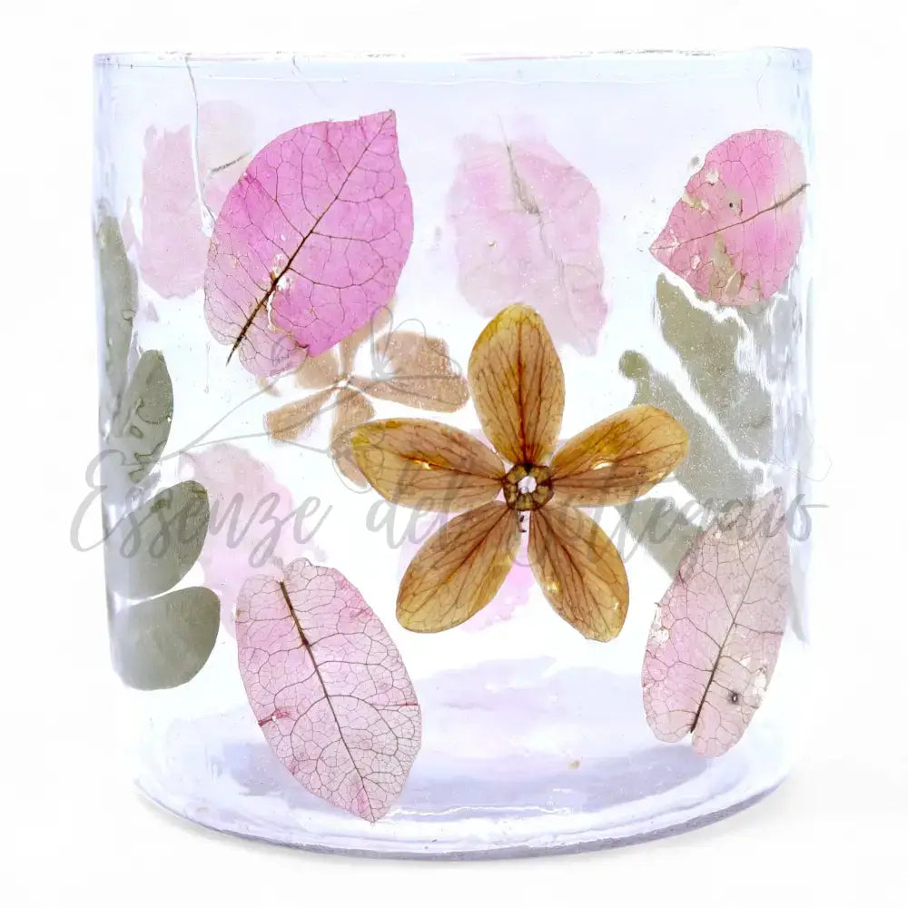 Vetro floreale naturale - Portacandele dritto - Primavera - Natural Floral Glass Candle Holders