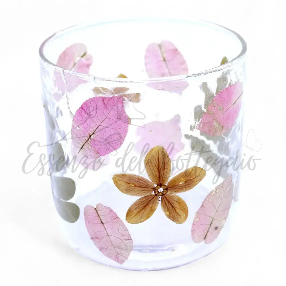 Vetro floreale naturale - Portacandele dritto - Primavera - Natural Floral Glass Candle Holders