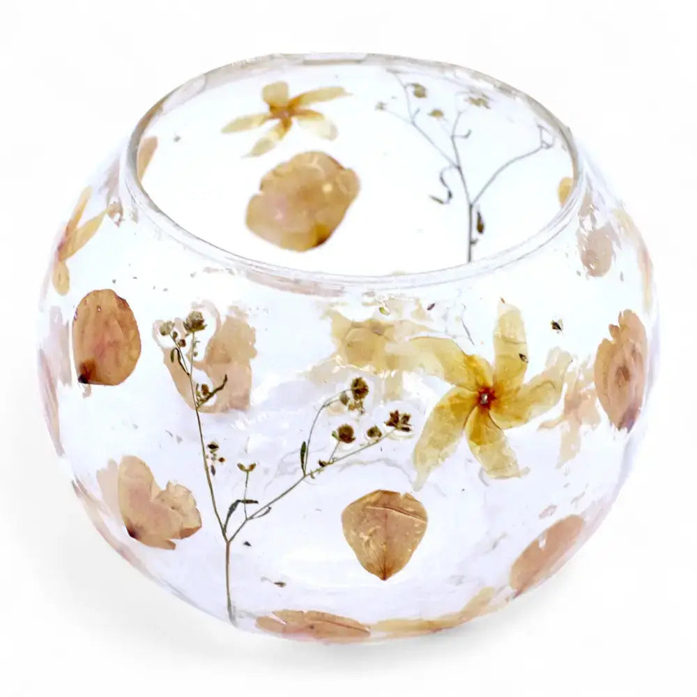 Vetro floreale naturale - Portacandele grande ciotola - Natural Floral Glass Candle Holders
