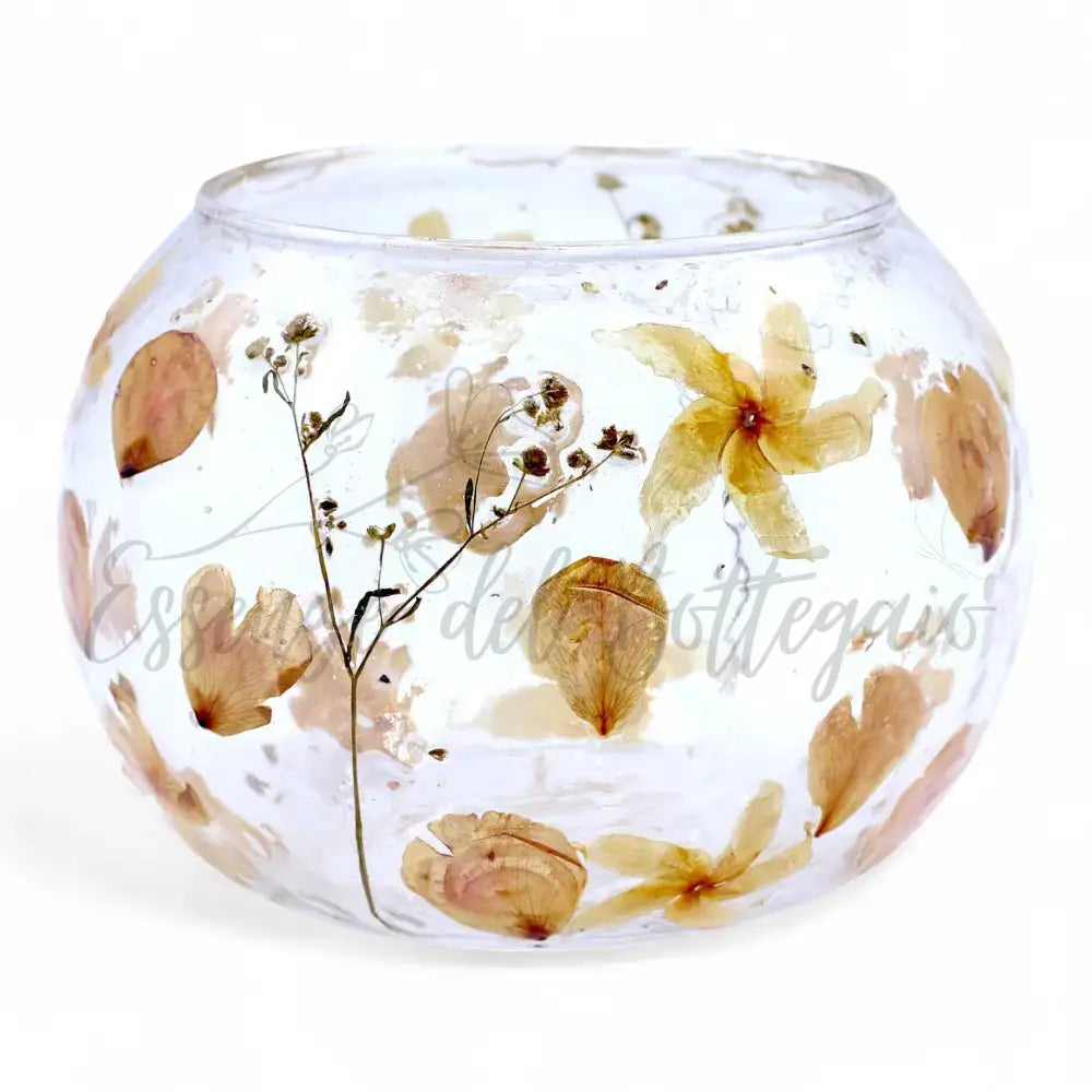 Vetro floreale naturale - Portacandele grande ciotola - Natural Floral Glass Candle Holders