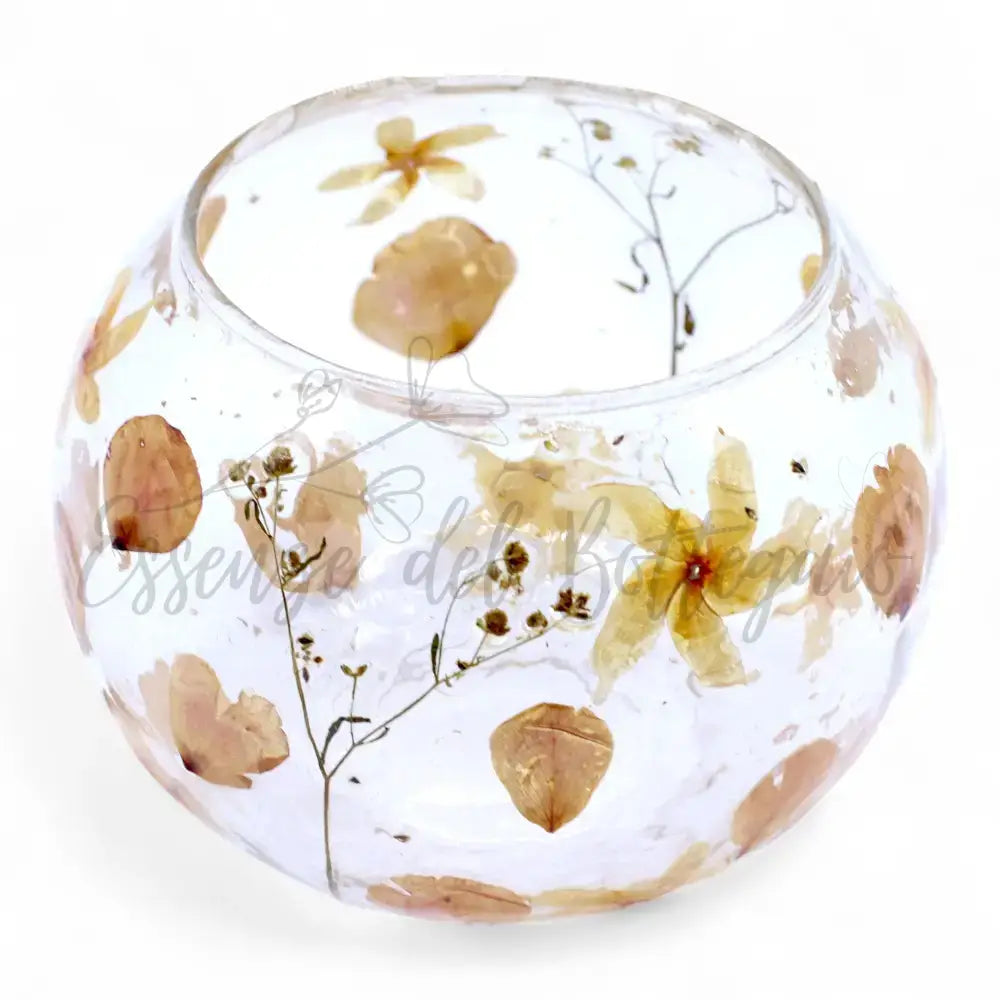 Vetro floreale naturale - Portacandele grande ciotola - Natural Floral Glass Candle Holders