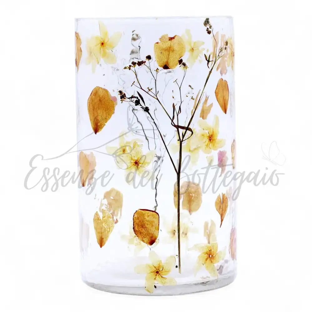 Vetro floreale naturale - Portacandele per vaso alto - Rosa - Natural Floral Glass Candle Holders