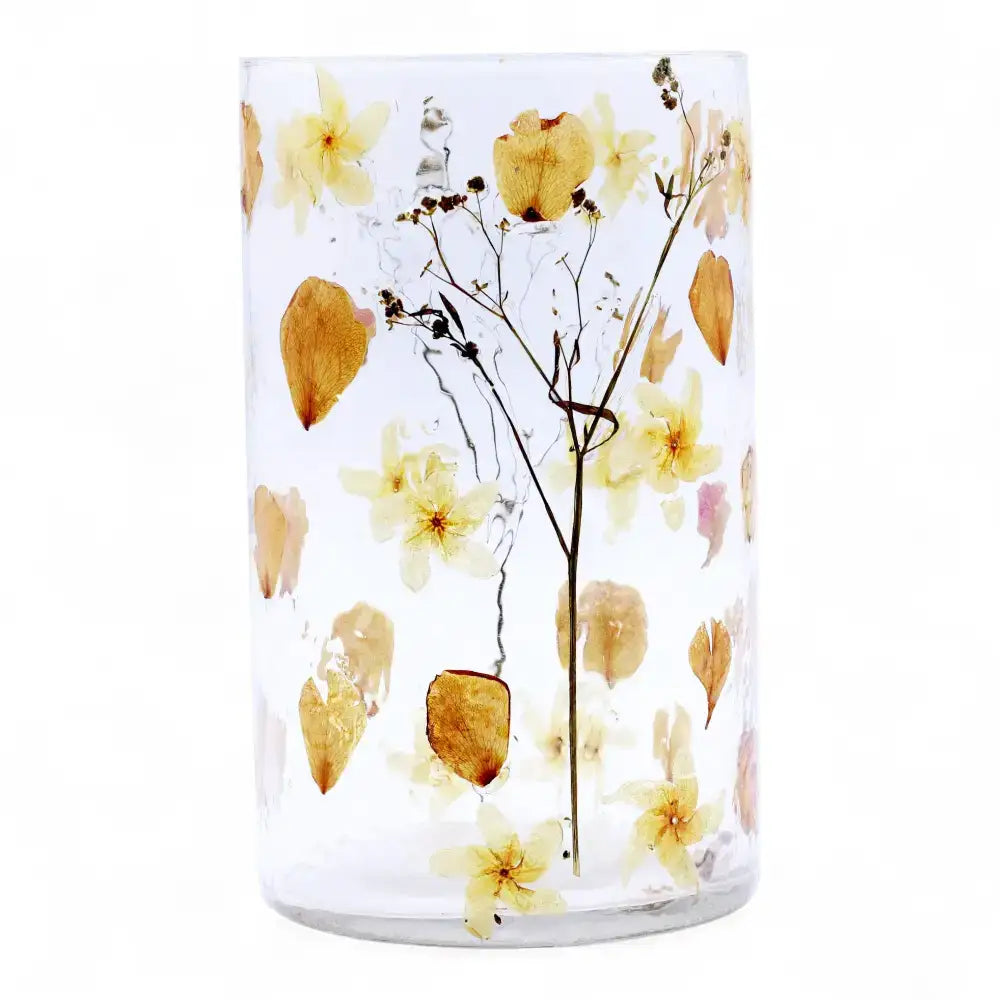 Vetro floreale naturale - Portacandele per vaso alto - Rosa - Natural Floral Glass Candle Holders