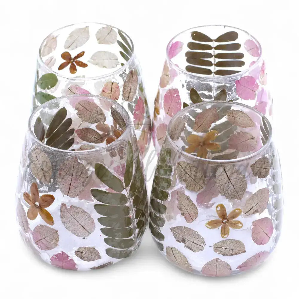 Vetro floreale naturale - Portacandele per vaso - Primavera - Natural Floral Glass Candle Holders