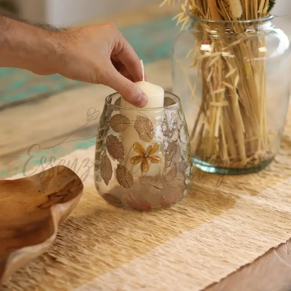 Vetro floreale naturale - Portacandele per vaso - Primavera - Natural Floral Glass Candle Holders