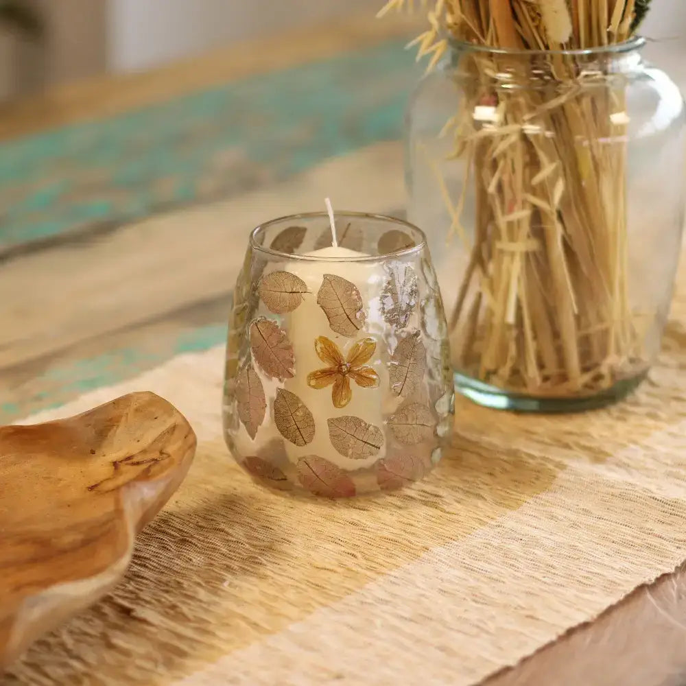 Vetro floreale naturale - Portacandele per vaso - Primavera - Natural Floral Glass Candle Holders