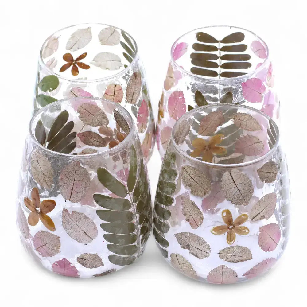 Vetro floreale naturale - Portacandele per vaso - Primavera - Natural Floral Glass Candle Holders