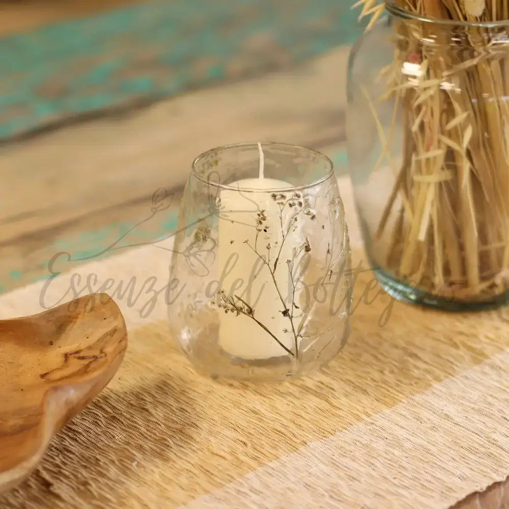 Vetro floreale naturale - Vaso portacandele - Margarita - Natural Floral Glass Candle Holders