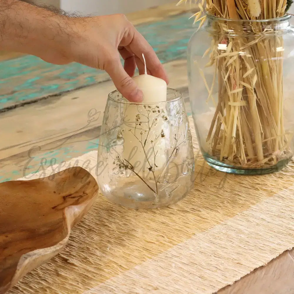 Vetro floreale naturale - Vaso portacandele - Margarita - Natural Floral Glass Candle Holders