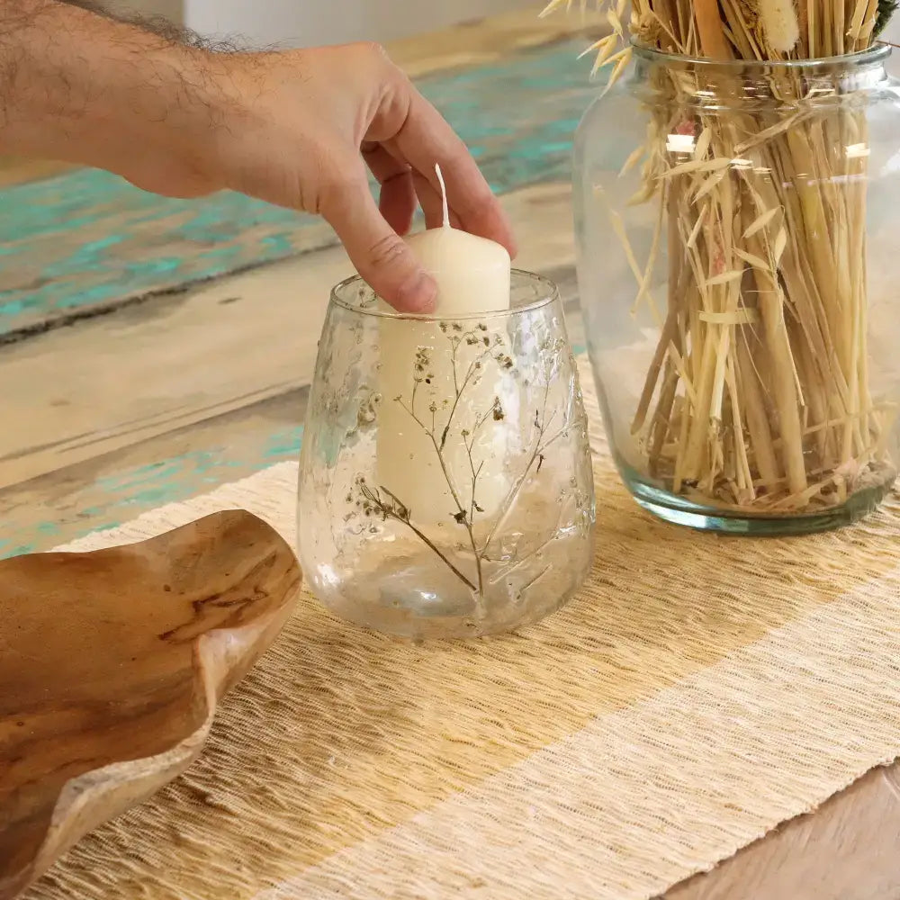 Vetro floreale naturale - Vaso portacandele - Margarita - Natural Floral Glass Candle Holders