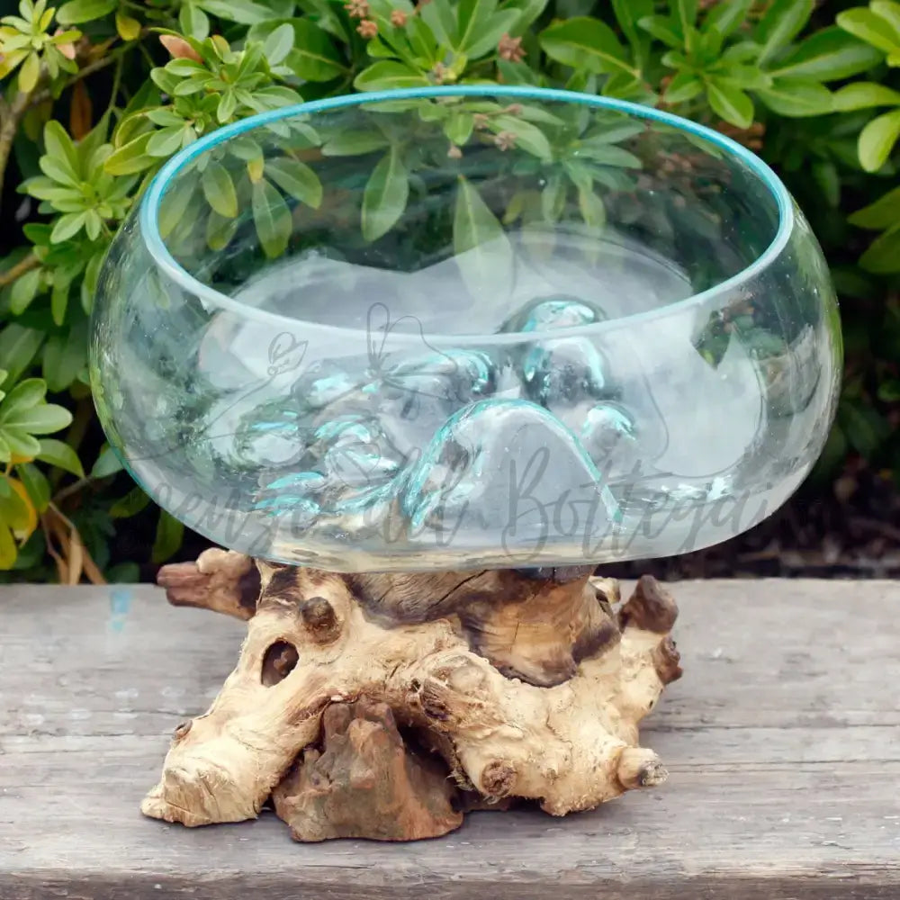 Vetro soffiato su legno - Ciotola grande aperta - Molten Glass on Wood