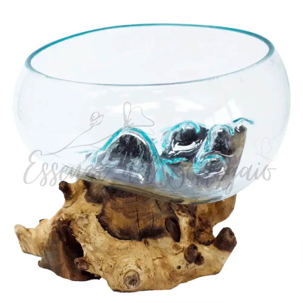 Vetro soffiato su legno - Ciotola grande aperta - Molten Glass on Wood