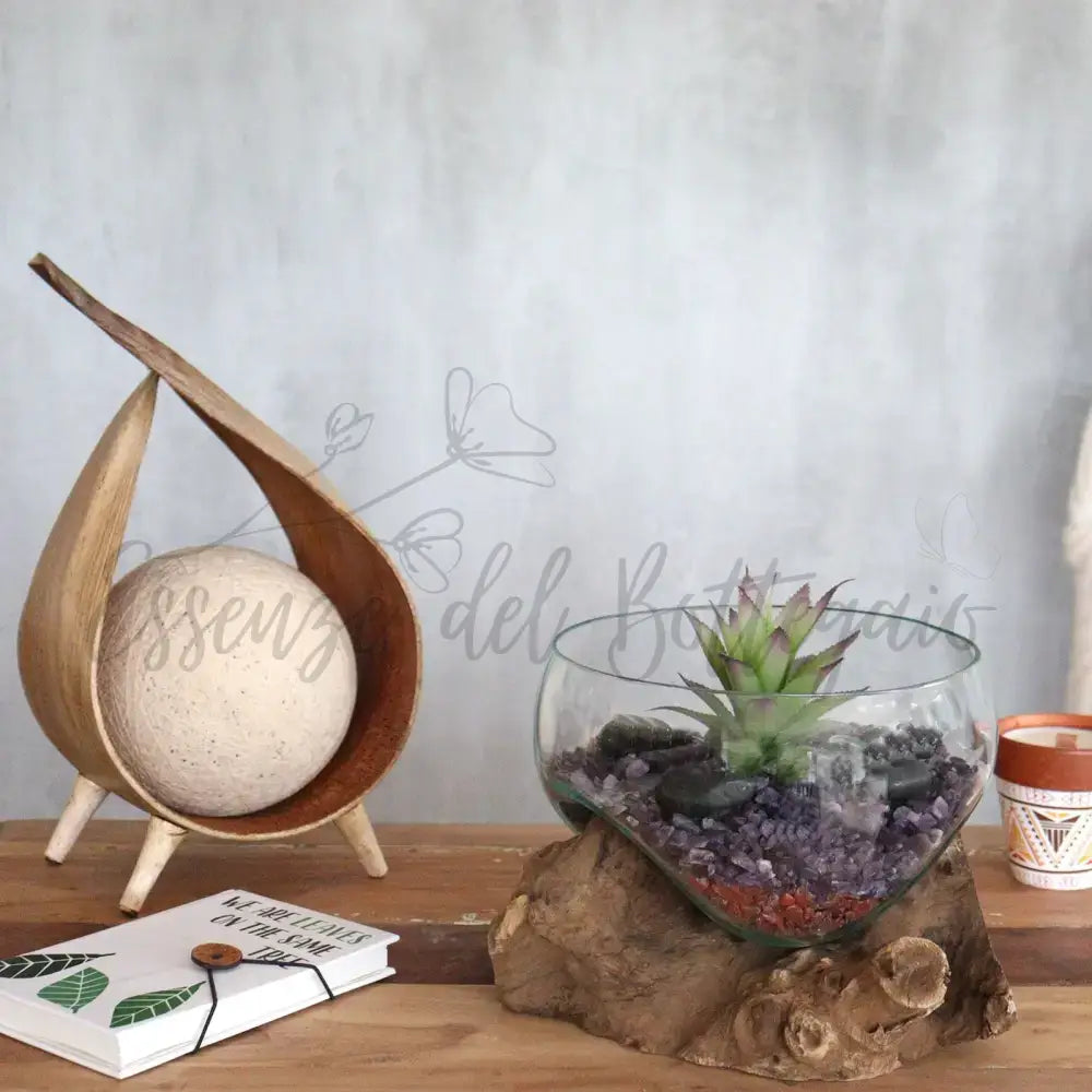 Vetro soffiato su legno - Ciotola grande aperta - Molten Glass on Wood