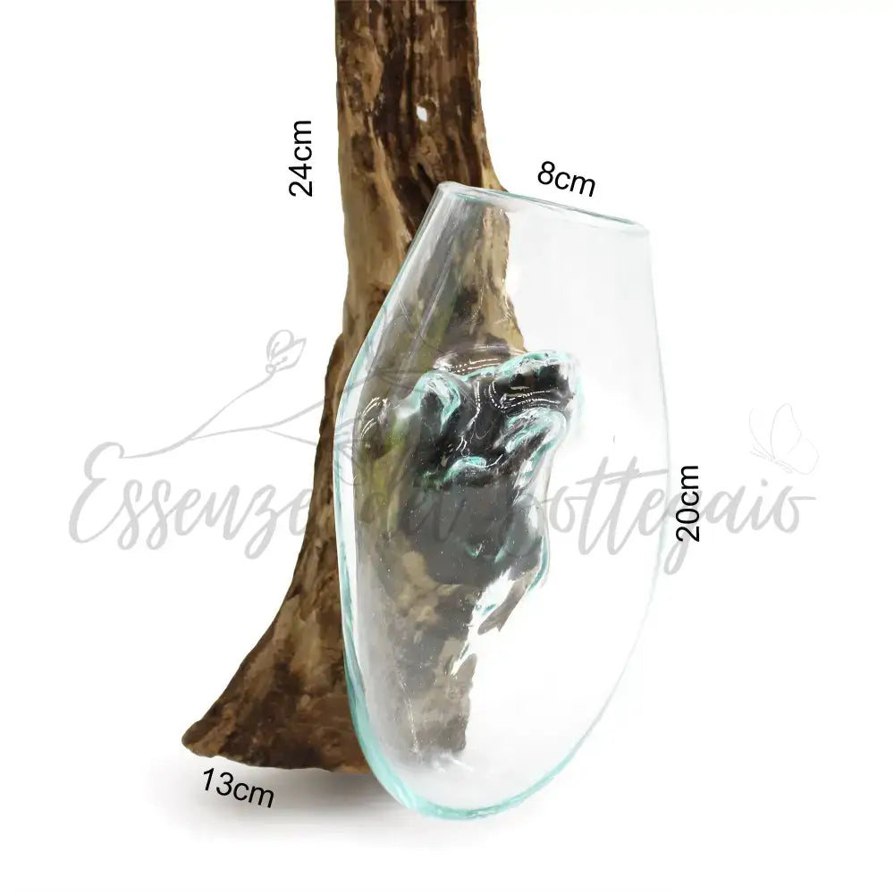 Vetro soffiato su legno - Ciotola sospesa - Molten Glass on Wood