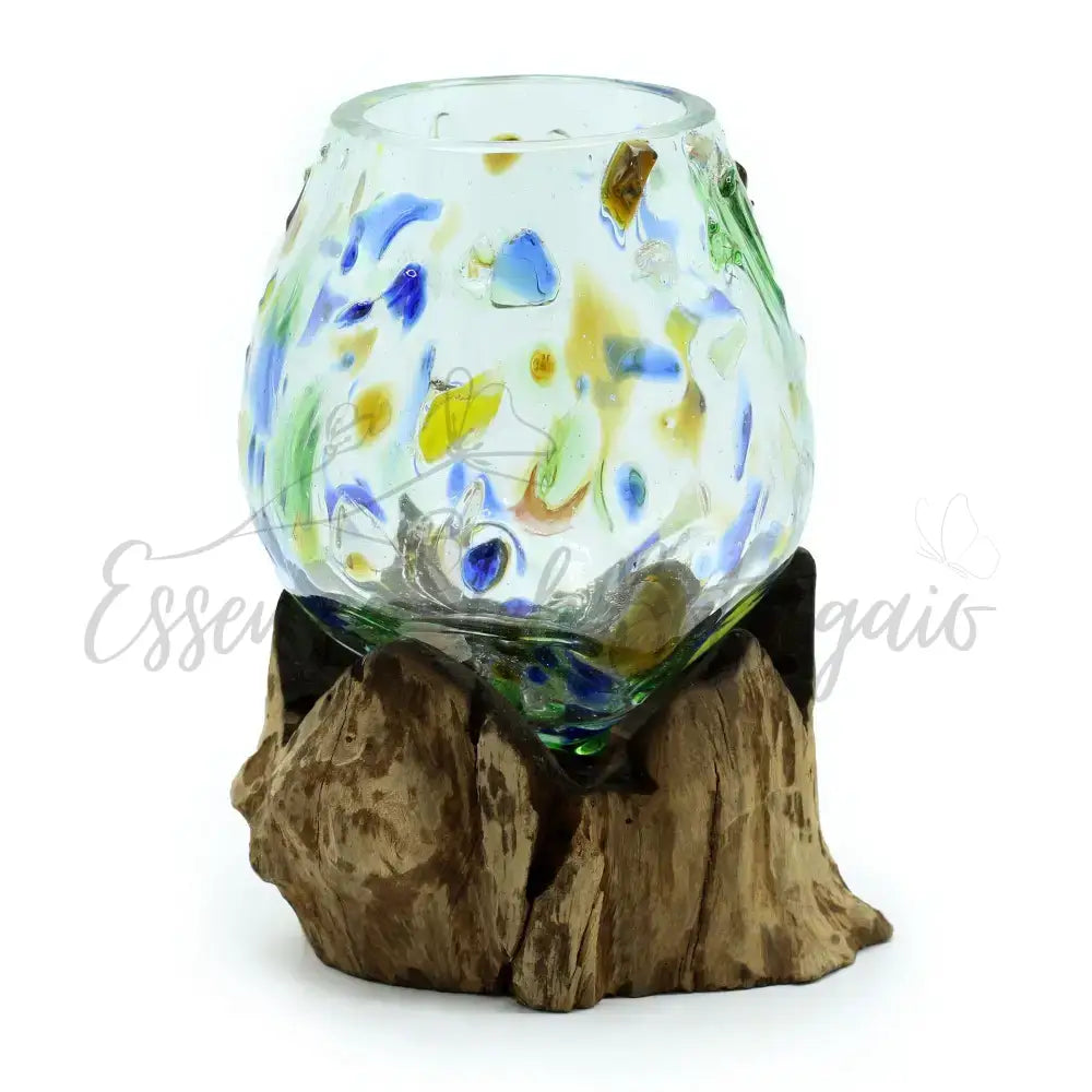 Vetro Soffiato su Legno - Colorato - Vaso Grande - Molten Glass on Wood