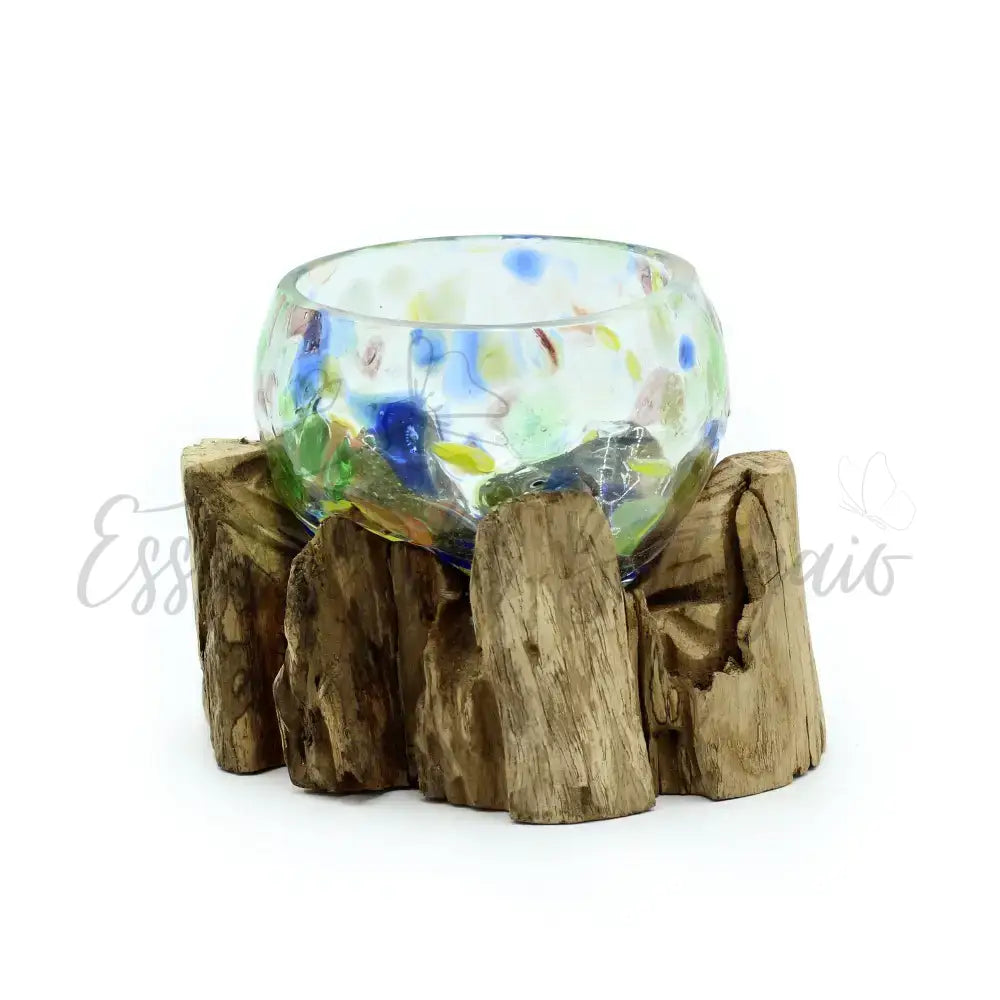 Vetro Soffiato su Legno - Colorato - Vaso Piccolo - Molten Glass on Wood