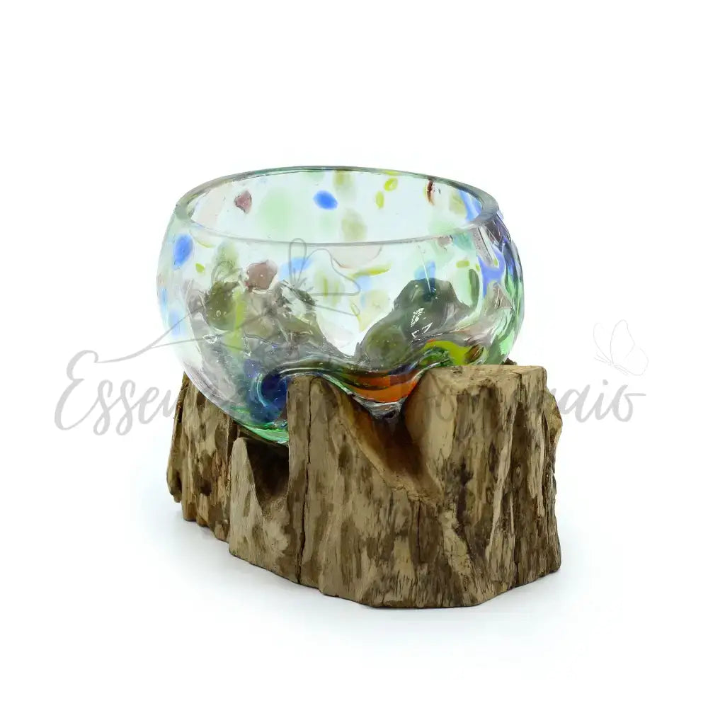 Vetro Soffiato su Legno - Colorato - Vaso Piccolo - Molten Glass on Wood