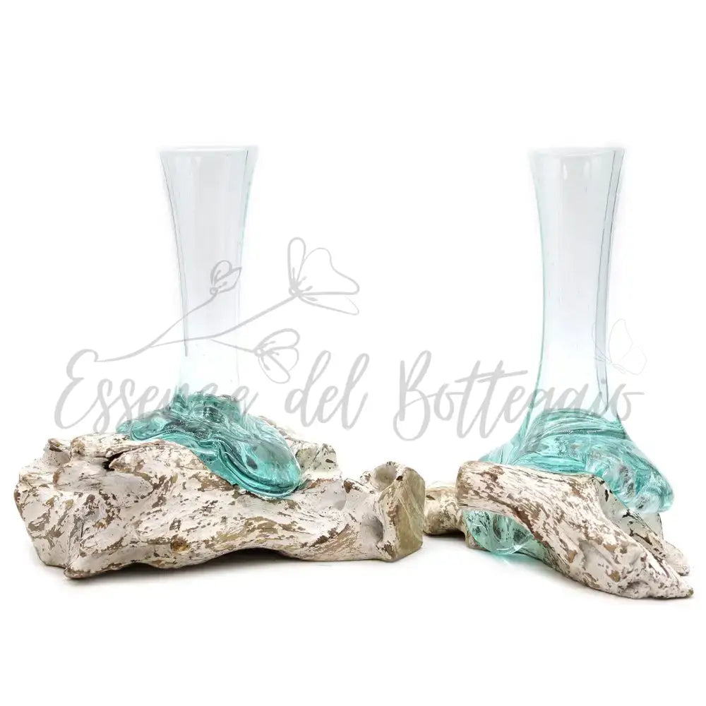 Vetro soffiato su legno imbiancato - Vaso - Medio - Molten Glass on Wood