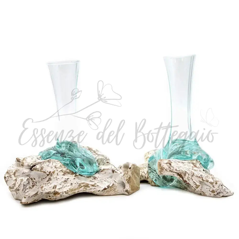 Vetro soffiato su legno imbiancato - Vaso - Medio - Molten Glass on Wood