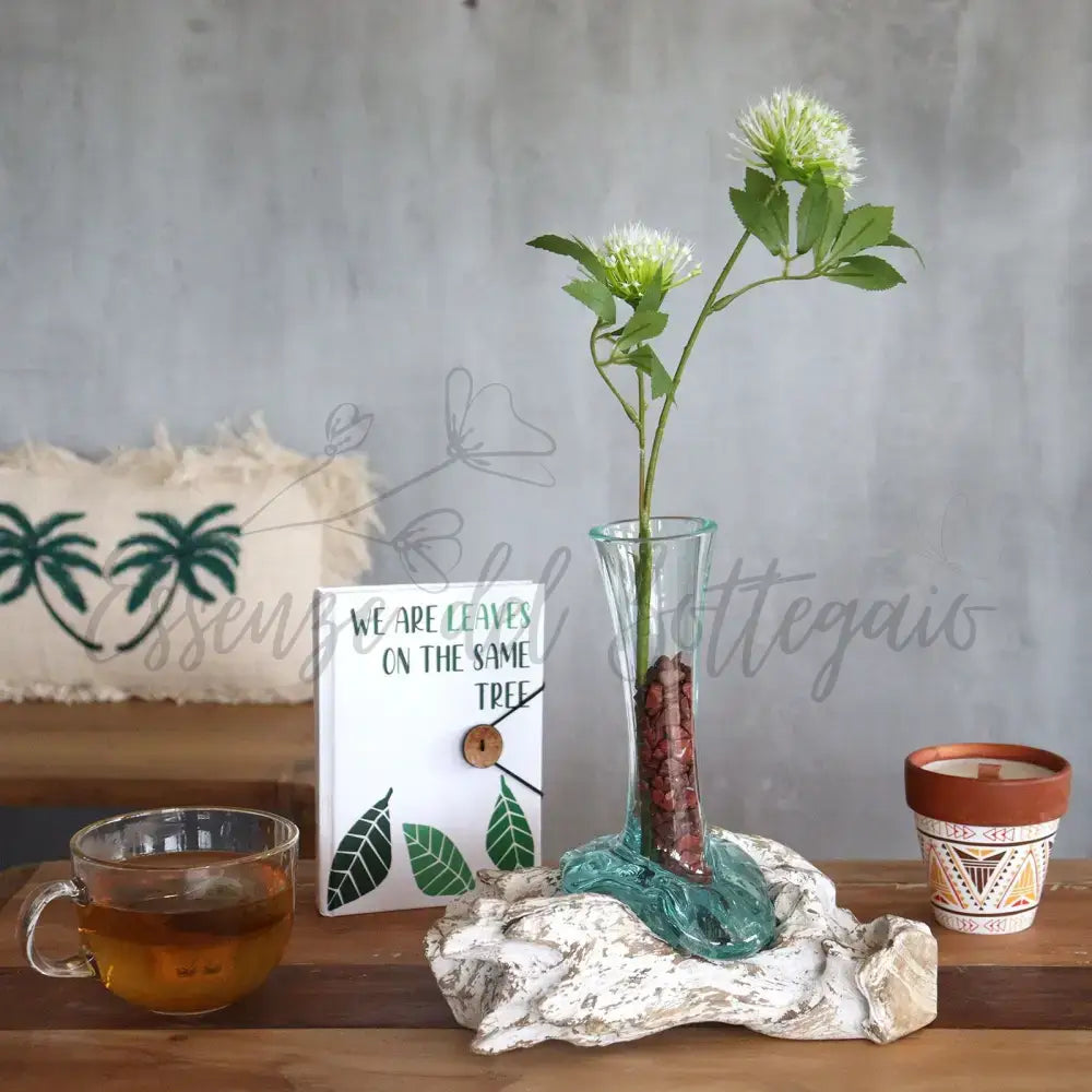 Vetro soffiato su legno imbiancato - Vaso - Medio - Molten Glass on Wood