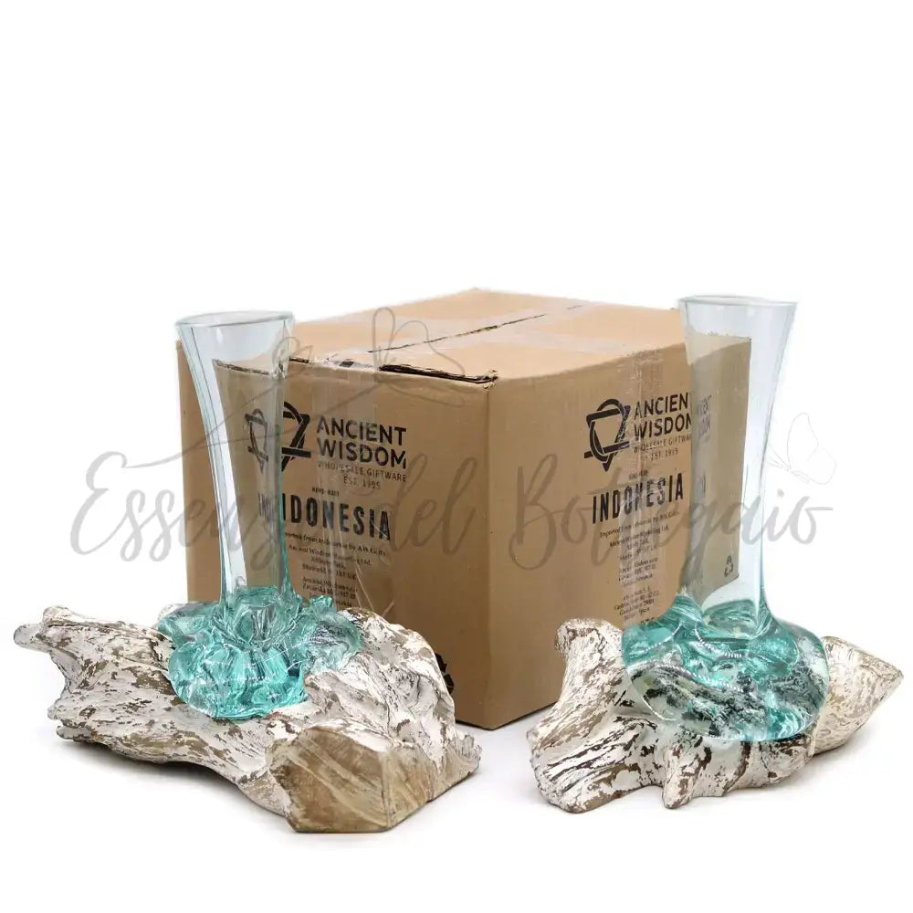 Vetro soffiato su legno imbiancato - Vaso - Medio - Molten Glass on Wood