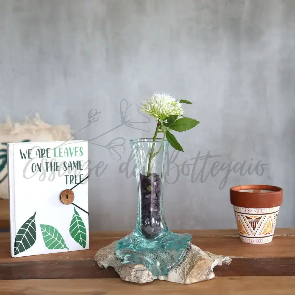 Vetro soffiato su legno imbiancato - Vaso - Piccolo - Molten Glass on Wood