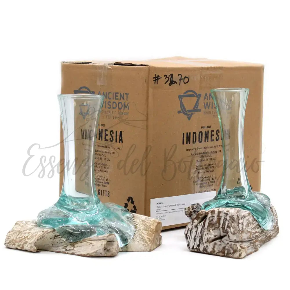 Vetro soffiato su legno imbiancato - Vaso - Piccolo - Molten Glass on Wood