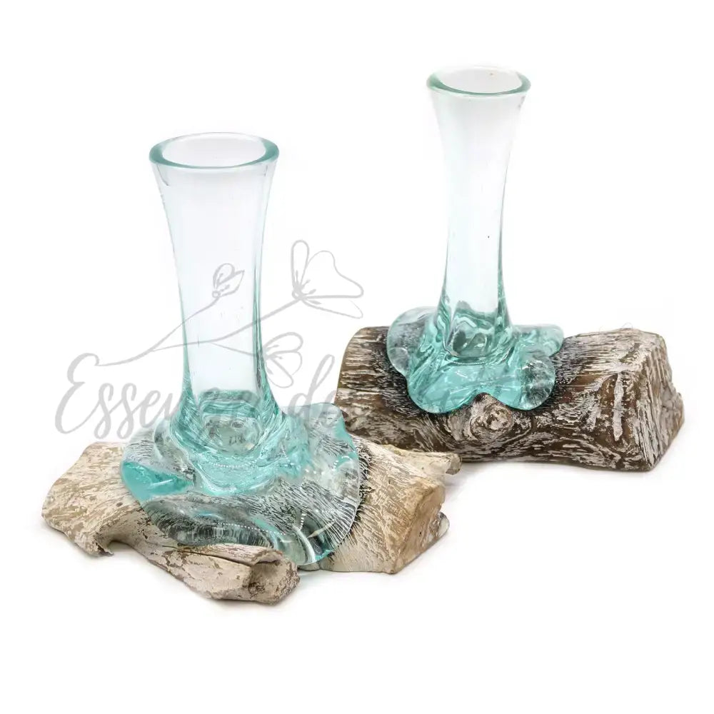 Vetro soffiato su legno imbiancato - Vaso - Piccolo - Molten Glass on Wood