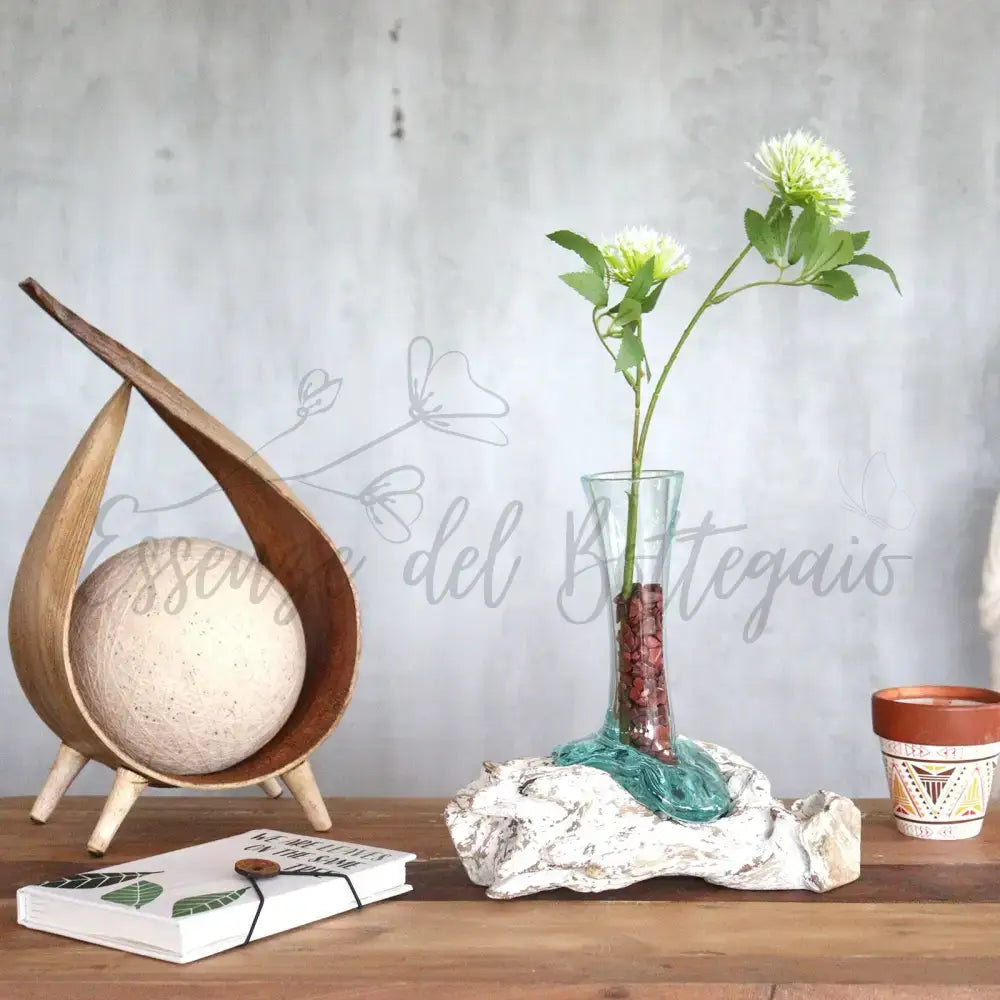 Vetro soffiato su legno imbiancato - Vaso - Piccolo - Molten Glass on Wood