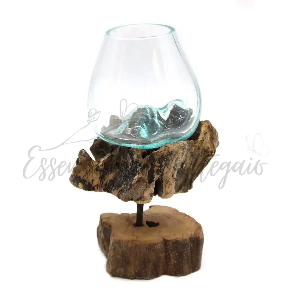 Vetro soffiato su legno con supporto - Ciotola media - Molten Glass on Wood