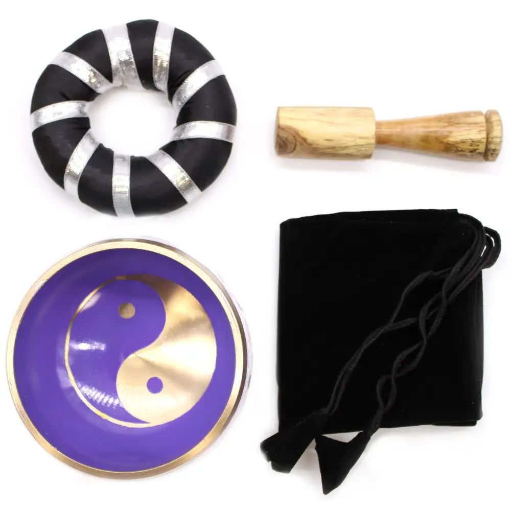 Yin & Yang Singing Bowl Set- White/Purple 10.7cm - Tibetan Singing Bowls