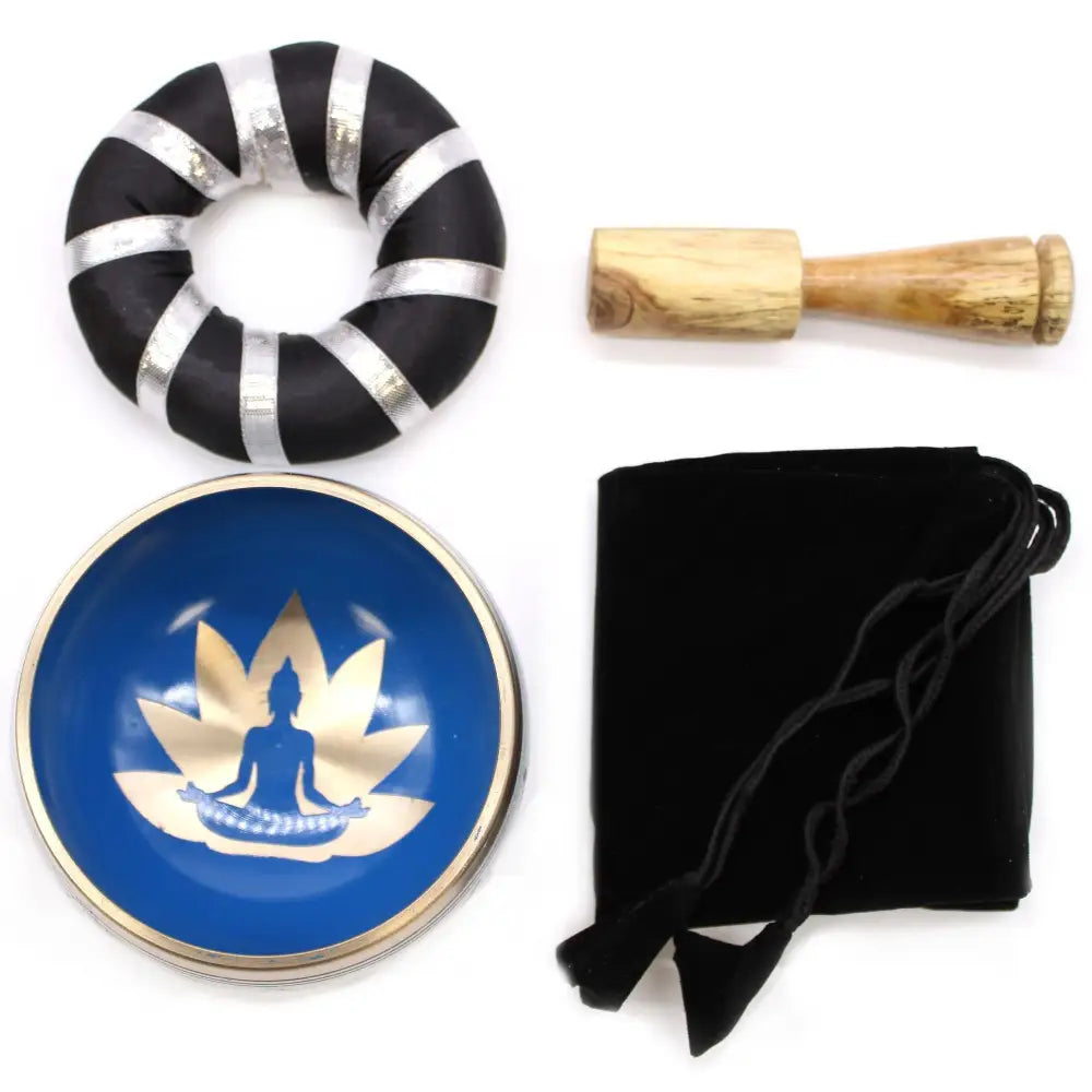 Yoga Moves Singing Bowl Set- White/Blue 10.7cm - Tibetan Singing Bowls