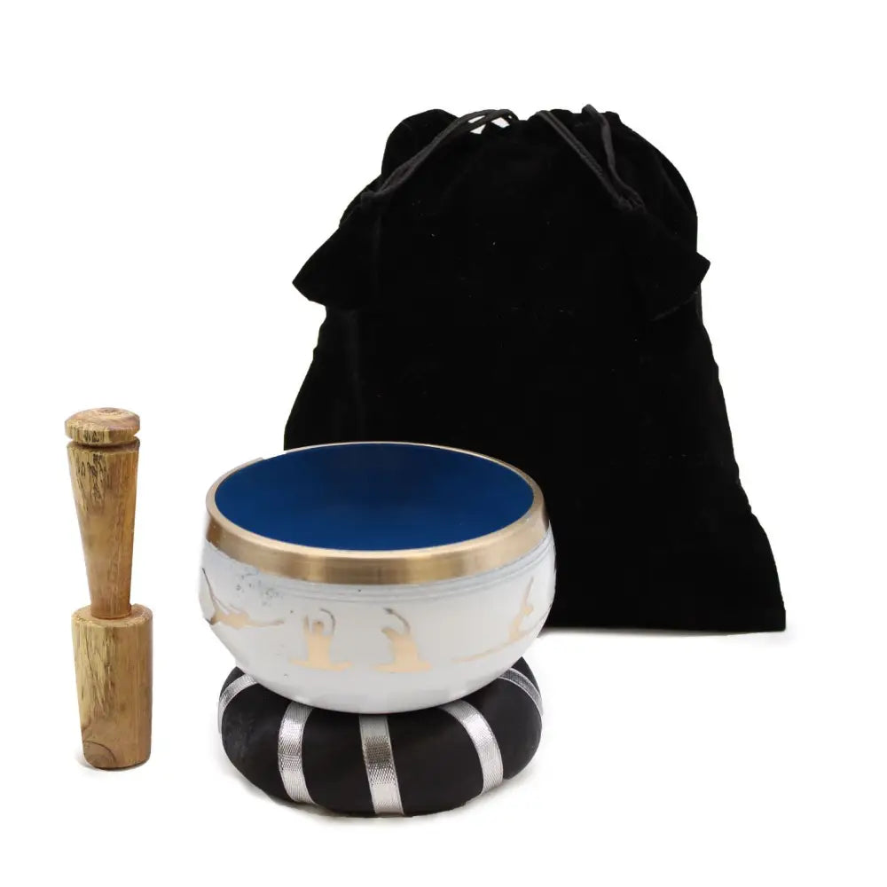 Yoga Moves Singing Bowl Set- White/Blue 10.7cm - Tibetan Singing Bowls